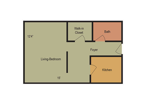 Floor plan for studio, 1 bath, 510 sqft